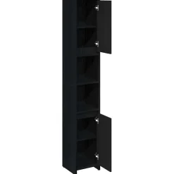 vidaXL Badkamer Kast Zwart Eiken 30 x 30 x 183,5 cm Bewerkt hout