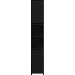 vidaXL Badkamer Kast Zwart Eiken 30 x 30 x 183,5 cm Bewerkt hout
