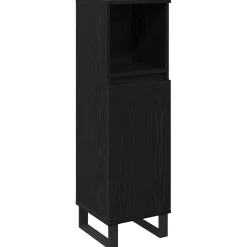 vidaXL Badkamer Kast Zwart Eiken 30 x 30 x 100 cm Bewerkt hout