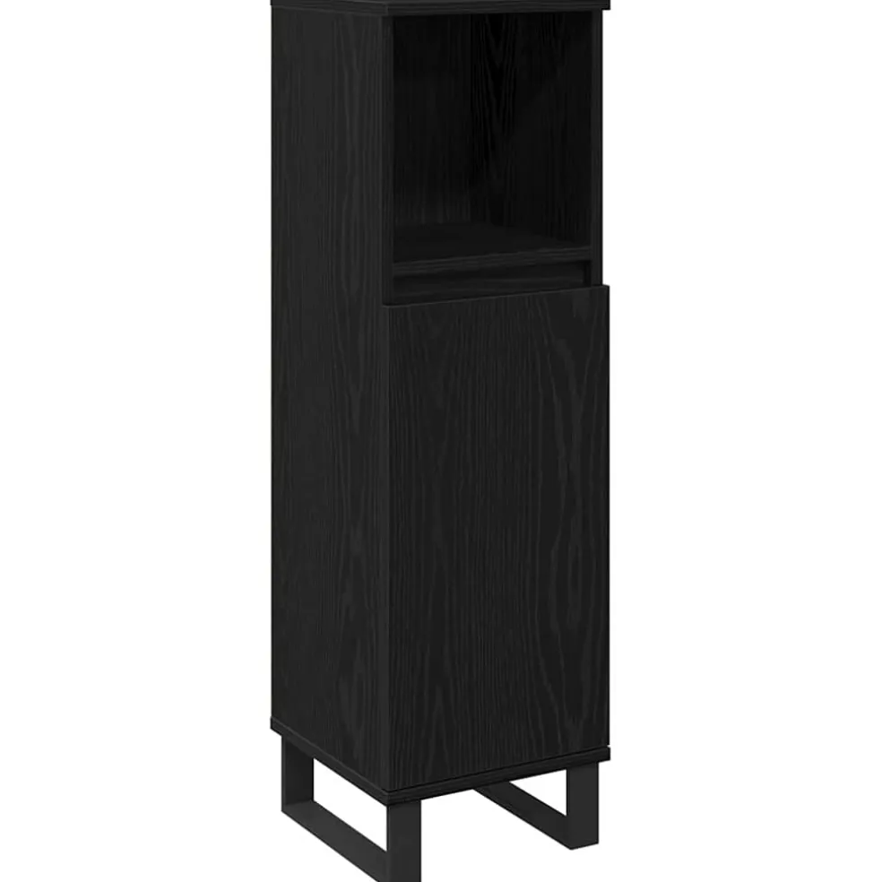 vidaXL Badkamer Kast Zwart Eiken 30 x 30 x 100 cm Bewerkt hout