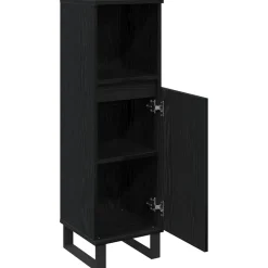 vidaXL Badkamer Kast Zwart Eiken 30 x 30 x 100 cm Bewerkt hout