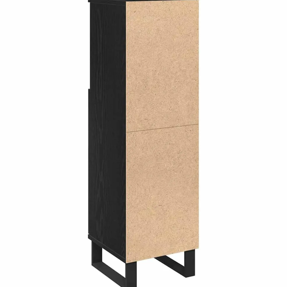 vidaXL Badkamer Kast Zwart Eiken 30 x 30 x 100 cm Bewerkt hout