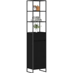 vidaXL Badkamer Kast Zwart Eiken 40 x 30 x 180 cm Bewerkt hout