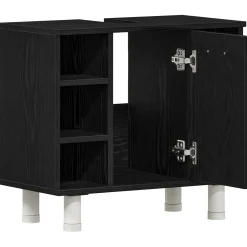 vidaXL Badkamer Kast Zwart Eiken 60 x 32 x 54 cm Bewerkt hout