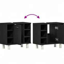 vidaXL Badkamer Kast Zwart Eiken 60 x 32 x 54 cm Bewerkt hout