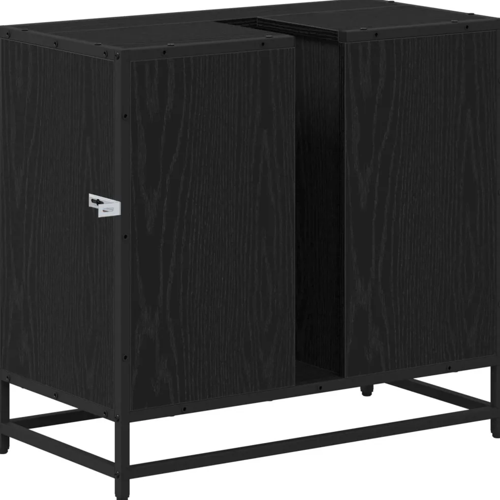 vidaXL Badkamerkast Zwart Eiken 65 x 33 x 60 cm Bewerkt hout
