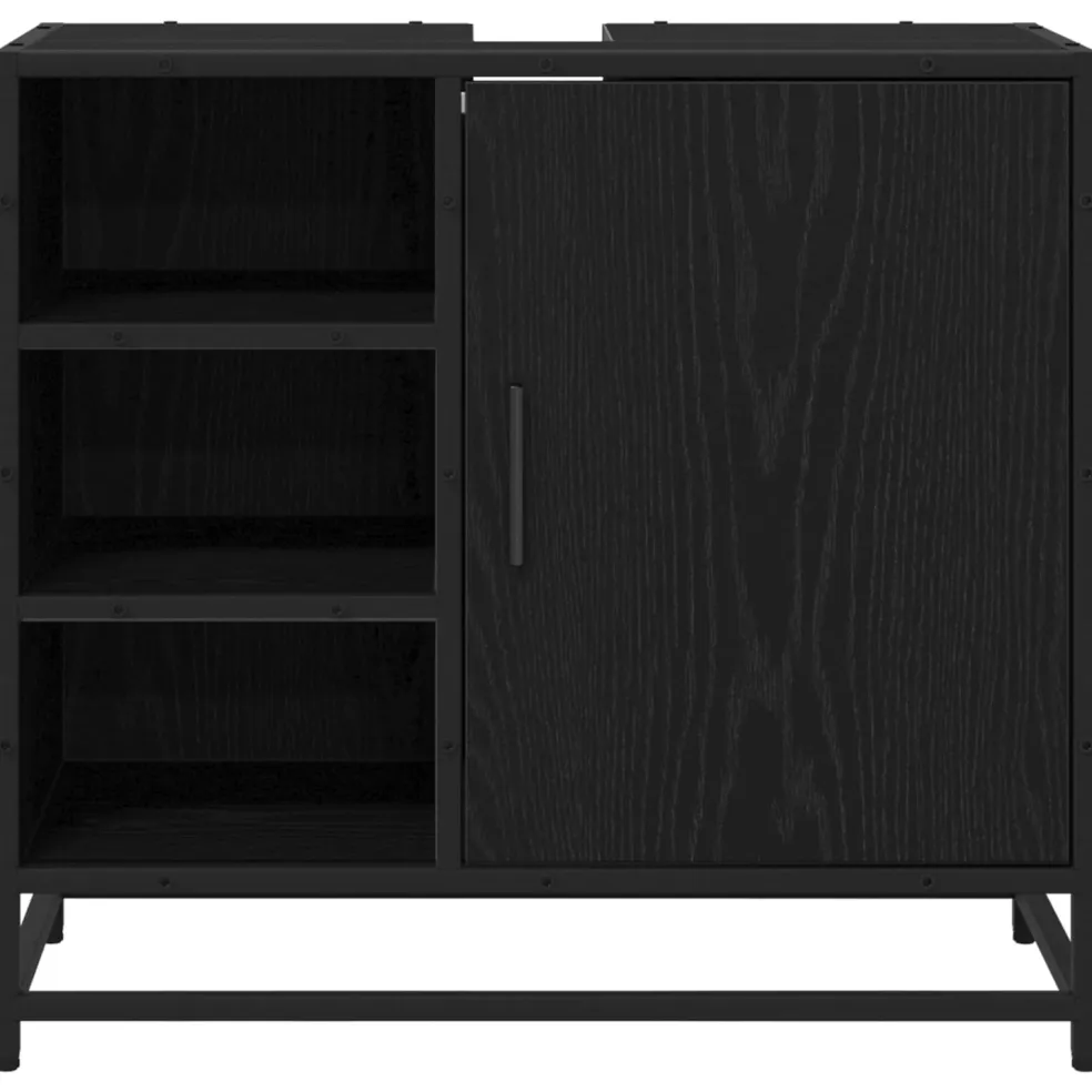 vidaXL Badkamerkast Zwart Eiken 65 x 33 x 60 cm Bewerkt hout