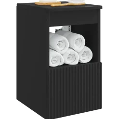 vidaXL Badkamerkast Zwart 30 x 35 x 50 cm Bewerkt hout