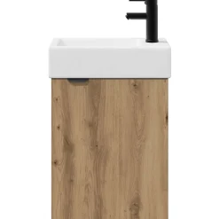vidaXL Badkamermeubel met kraan Artisanaal eiken 45,5 x 22,5 x 84 cm