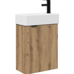 vidaXL Badkamermeubel met kraan Artisanaal eiken 45,5 x 22,5 x 84 cm