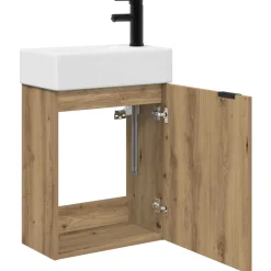 vidaXL Badkamermeubel met kraan Artisanaal eiken 45,5 x 22,5 x 84 cm