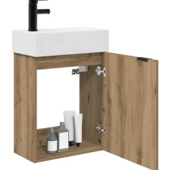 vidaXL Badkamermeubel met kraan Artisanaal eiken 45,5 x 22,5 x 84 cm