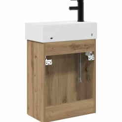 vidaXL Badkamermeubel met kraan Artisanaal eiken 45,5 x 22,5 x 84 cm