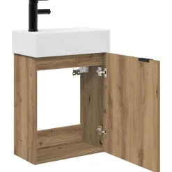 vidaXL Badkamermeubel met kraan Artisanaal eiken 45,5 x 22,5 x 84 cm