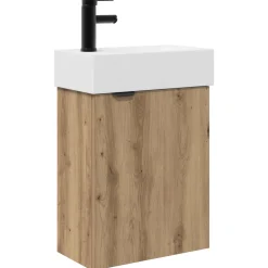 vidaXL Badkamermeubel met kraan Artisanaal eiken 45,5 x 22,5 x 84 cm