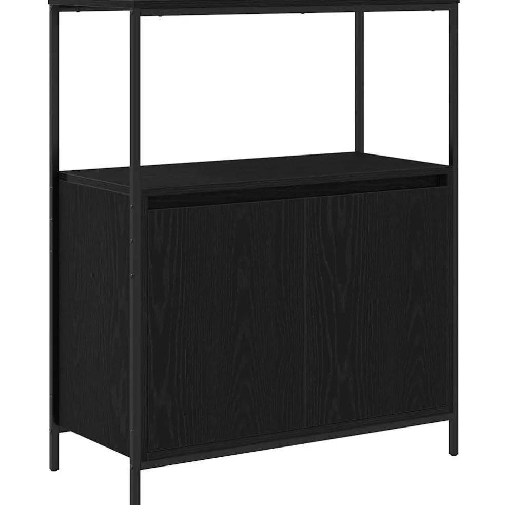 vidaXL Badkamermeubel met planken 76,5x35x95 cm zwart eikenkleurig