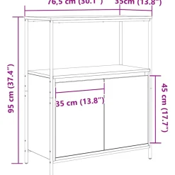 vidaXL Badkamermeubel met planken 76,5x35x95 cm zwart eikenkleurig