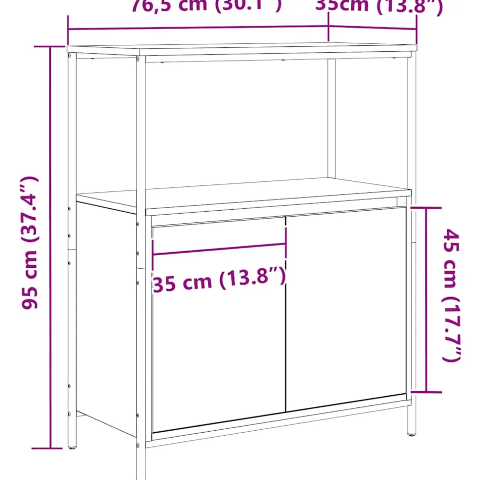 vidaXL Badkamermeubel met planken 76,5x35x95 cm zwart eikenkleurig