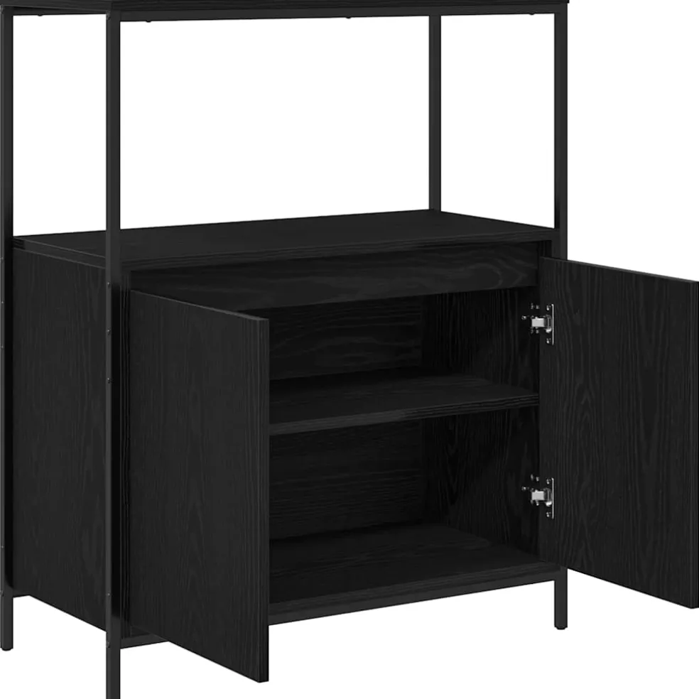 vidaXL Badkamermeubel met planken 76,5x35x95 cm zwart eikenkleurig