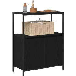 vidaXL Badkamermeubel met planken 76,5x35x95 cm zwart eikenkleurig