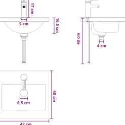 vidaXL Badkamermeubel met Wasbak Wit 42 x 40 x 84,5 cm Bewerkt hout