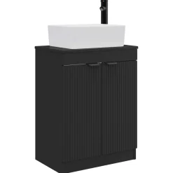 vidaXL Badkamermeubel met Wasbak Zwart 54 x 35 x 83 cm Bewerkt hout