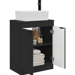 vidaXL Badkamermeubel met Wasbak Zwart 54 x 35 x 83 cm Bewerkt hout