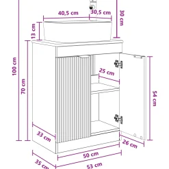 vidaXL Badkamermeubel met Wasbak Zwart 54 x 35 x 83 cm Bewerkt hout