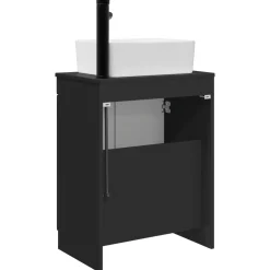 vidaXL Badkamermeubel met Wasbak Zwart 54 x 35 x 83 cm Bewerkt hout
