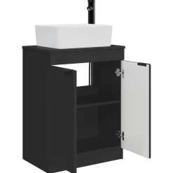 vidaXL Badkamermeubel met Wasbak Zwart 54 x 35 x 83 cm Bewerkt hout