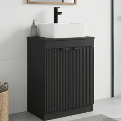 vidaXL Badkamermeubel met Wasbak Zwart 54 x 35 x 83 cm Bewerkt hout