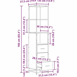 vidaXL Badkamermeubelset Artisan Eiken 35 x 37,5 x 166 cm Bewerkt hout