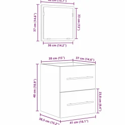 vidaXL Badkamermeubelset met lade met opslag Zwart 41 x 38,5 x 48 cm