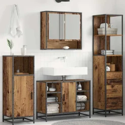 vidaXL Badkamermeubelset Oud Hout 35 x 37,5 x 166 cm Bewerkt hout