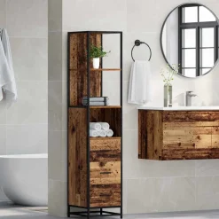vidaXL Badkamermeubelset Oud Hout 35 x 37,5 x 166 cm Bewerkt hout