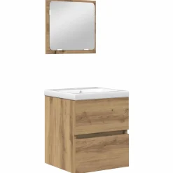 vidaXL Badkamermeubelset 2 st Ambachtelijke Eik en Wit 42 x 39 x 45 cm