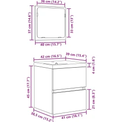 vidaXL Badkamermeubelset 2 st Ambachtelijke Eik en Wit 42 x 39 x 45 cm