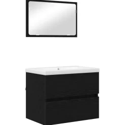 vidaXL Badkamermeubelset 3 st Zwart Eiken 61 x 39 x 45 cm Bewerkt hout