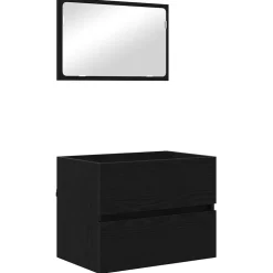 vidaXL Badkamermeubelset 3 st Zwart Eiken 61 x 39 x 45 cm Bewerkt hout