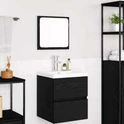 vidaXL Badkamermeubelset 2 st Zwarte Eik en Wit 42 x 39 x 45 cm