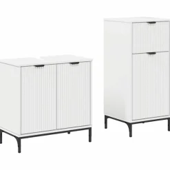 vidaXL Badkamermeubelset 2 st Wit Geperst Hout en Metaal