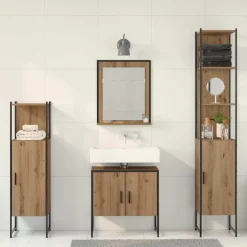 vidaXL Badkamermeubelset 4 st Bruin 33 x 33 x 185,5 cm Bewerkt hout