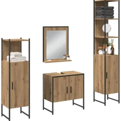 vidaXL Badkamermeubelset 4 st Bruin 33 x 33 x 185,5 cm Bewerkt hout