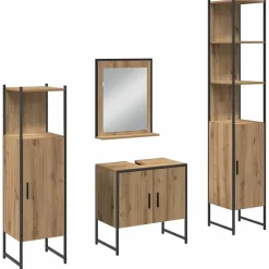 vidaXL Badkamermeubelset 4 st Bruin 33 x 33 x 185,5 cm Bewerkt hout
