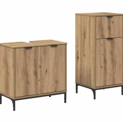 vidaXL Badkamermeubelset 2 st Artisan Eiken Geperst Hout en Metaal
