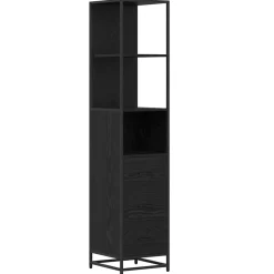 vidaXL Badkamermeubelset Zwart Eiken 35 x 37,5 x 166 cm Bewerkt hout
