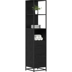 vidaXL Badkamermeubelset Zwart Eiken 35 x 37,5 x 166 cm Bewerkt hout