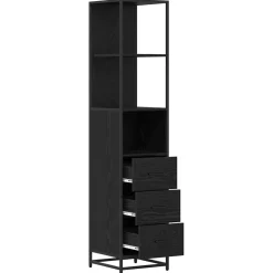vidaXL Badkamermeubelset Zwart Eiken 35 x 37,5 x 166 cm Bewerkt hout