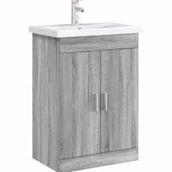 vidaXL Badkamer Onder Wasbak Kast Grijs Sonoma 56 x 37,5 x 81 cm