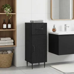 vidaXL Badkamer Opbergkast HAARLEM Zwart 30 x 31 x 80 cm Bewerkt hout
